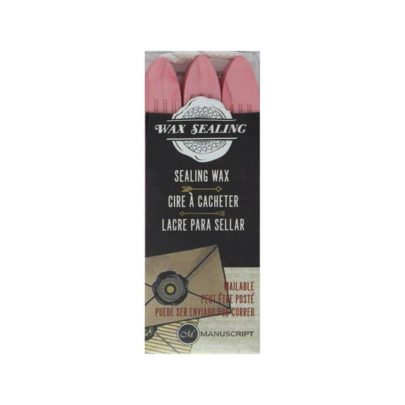 Manuscript Wax Sealing Wax w/Wick 3pc Pink