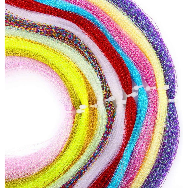 Manwang 200pcs Fly Tying Materials, Fly Fishing Line, Spiral Multi-Color Fly Fishing Crystal Flash Flashabou Tinsel for Making Fly Fishing Lure Flies