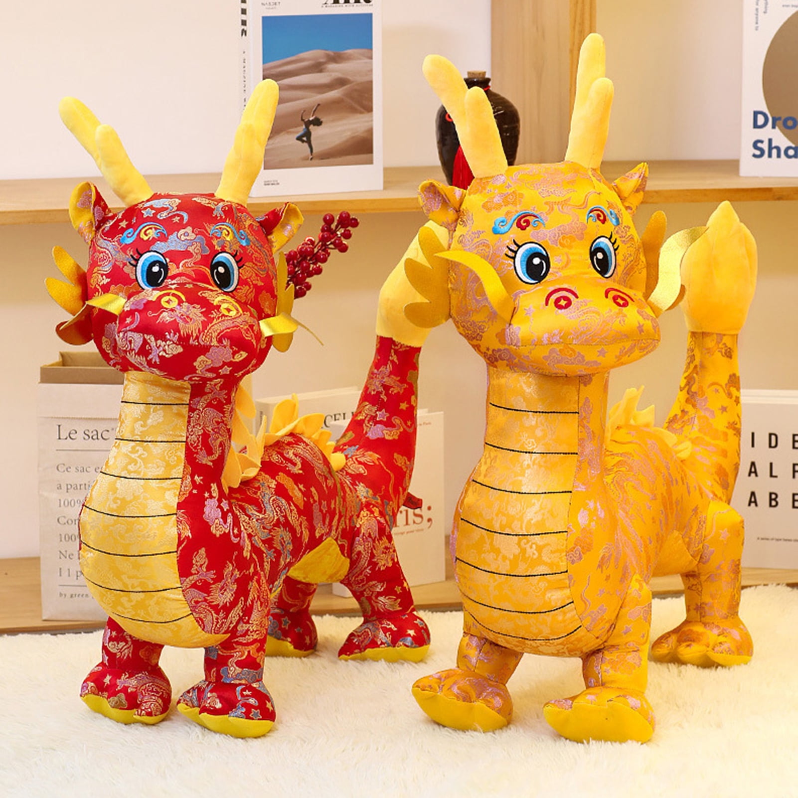 Manwang 2024 Dragon Plush Toy Chinese New Year Mascot Year of The Dragon Doll Stuffed Animal