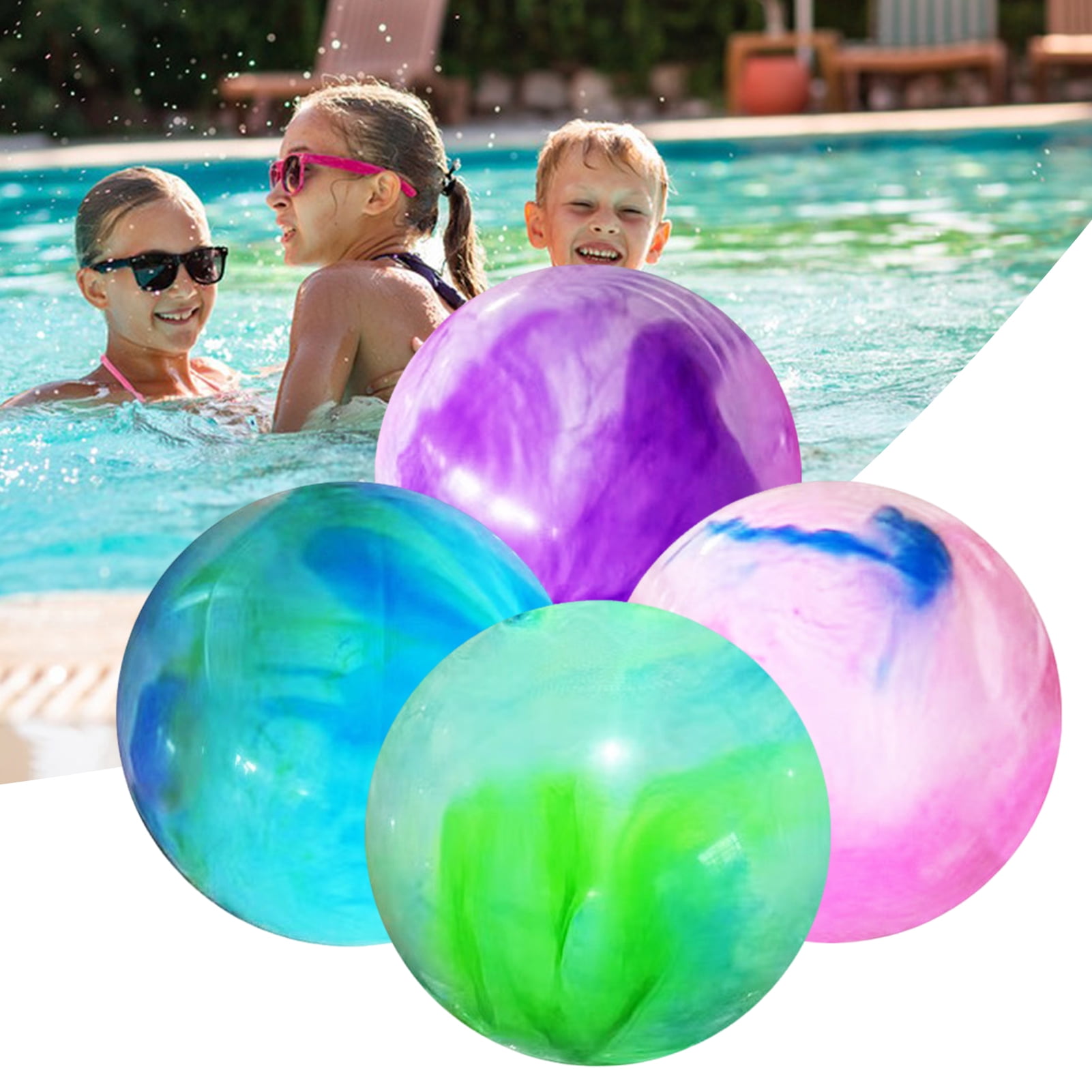 Manwang 4Pcs 15 Inch Marbleized Bouncy Balls Large Size Ball Inflatable