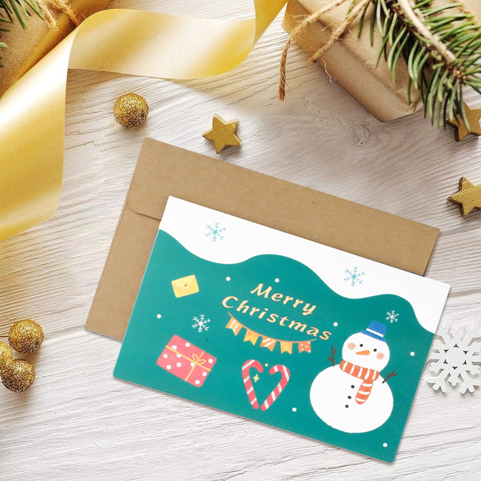 Manwang Cute Cartoon Christmas Card 1 Set Festive Holiday Greeting Card with Cute Cartoon