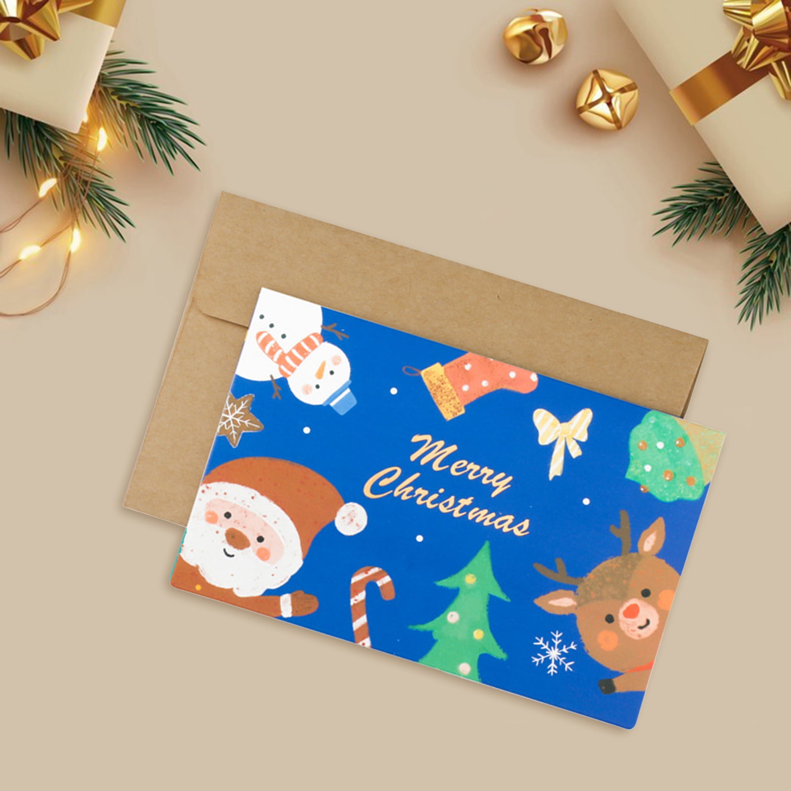 Manwang Cute Cartoon Christmas Card 1 Set Festive Holiday Greeting Card with Cute Cartoon