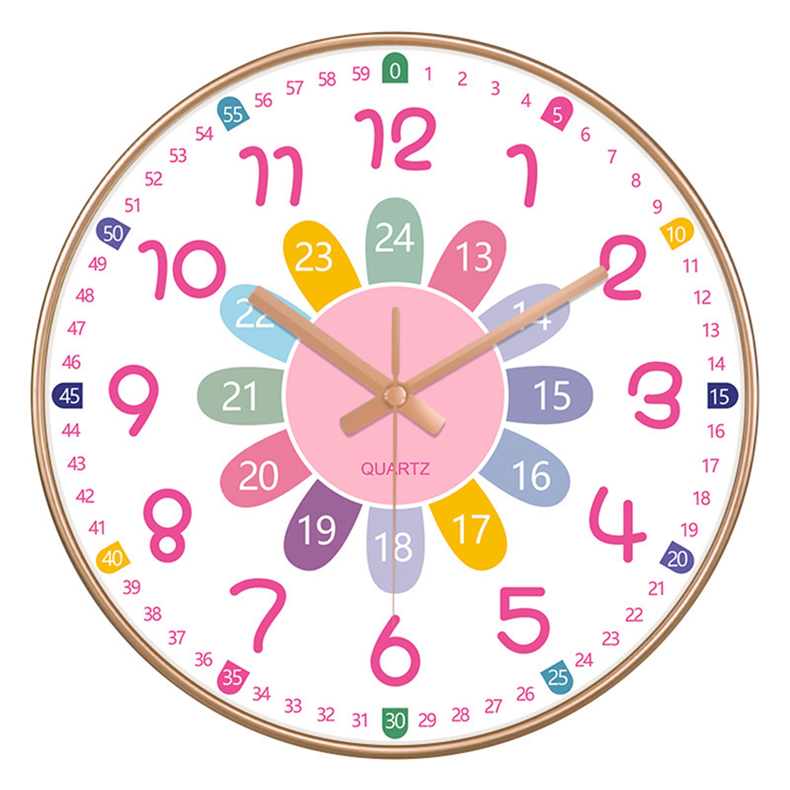 Manwang Homeschool Room Wall Clock Colorful Silent Wall Clock for Kids Room Decor Teach Time