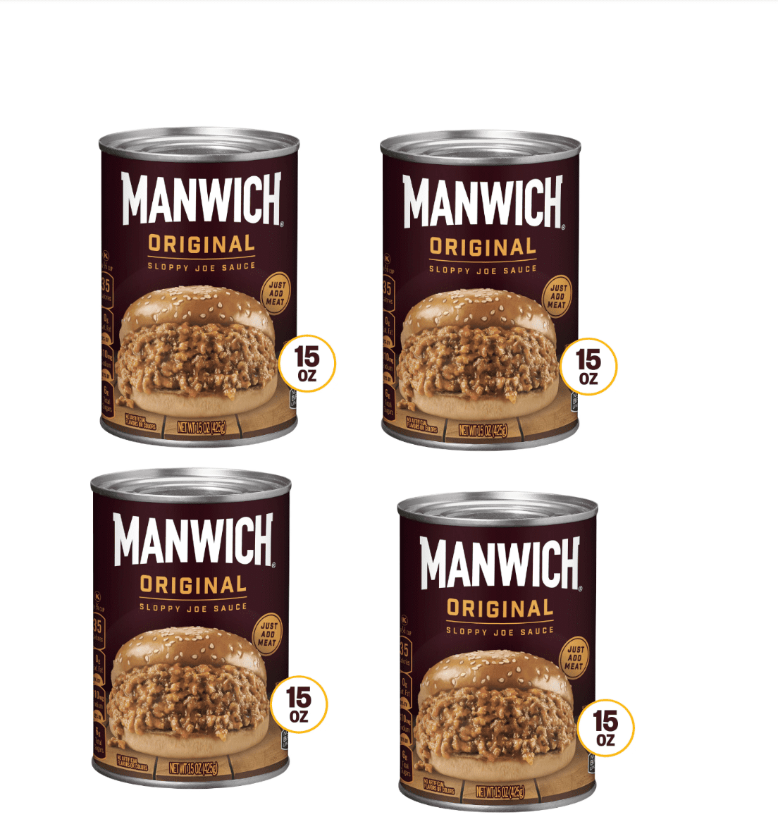 Manwich Original Sloppy Joe Sauce, Canned Sauce, 15 oz pack of 4