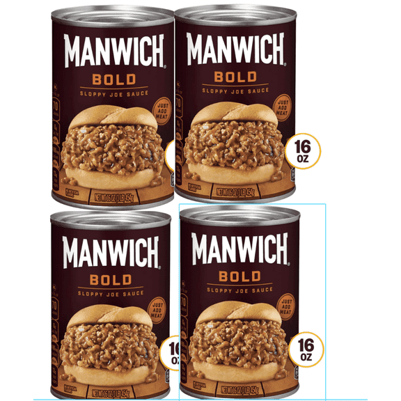 Manwich Sloppy Joe Sauce, Bold Flavor, Canned Sauce, 16oz pack of 4