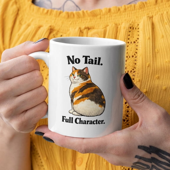 Manx Cat Coffee Mug Tailless Feline Lover Design Charming Pet Owner Gift Tea Drinkware Ceramic Mug 11oz