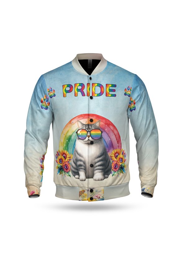 Manx Celebrates Rainbow Pride Month LGBT LGBTQ+ All Over Print 3D Baseball Jacket Cat Lover Kitten Owner Gifts Bomber Jacket Softball - 01003
