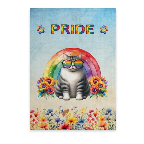 Manx Celebrates Rainbow Pride Month LGBT LGBTQ+ Vertical Matte Canvas Poster Cat Lover Kitten Owner Gifts Wall Art Home Decor - 01003