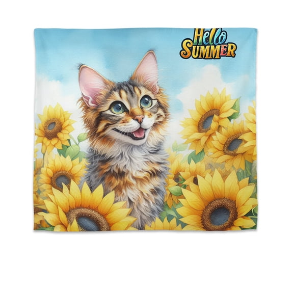 Manx Hello Summer Sunshine Sunflowers Spring Retro Vintage Tapestry Cat Lover Kitten Owner Gifts Wall Hanging Backdrop Home Decor - 00008