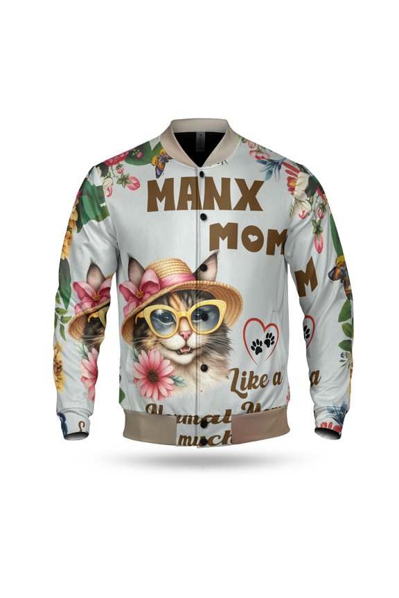 Manx Mom Like a Normal Mom Except Much Cooler Happy Mother's Day All Over Print 3D Baseball Jacket Cat Lover Kitten Owner Gifts Bomber Jacket Softball - 02004