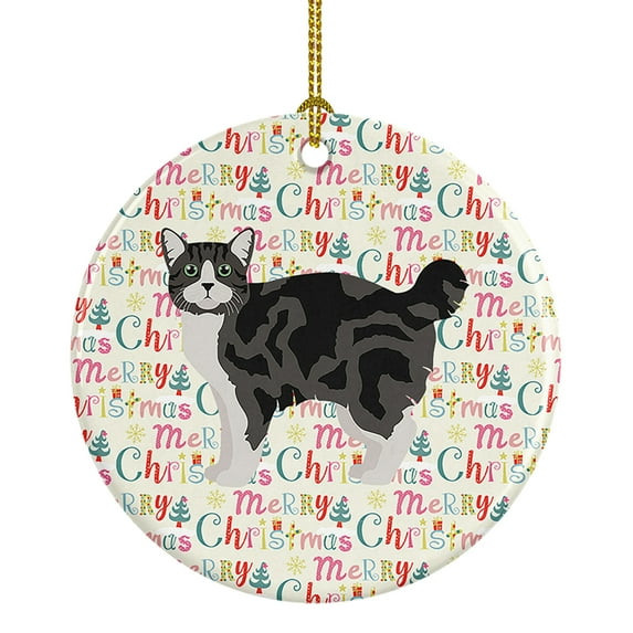 Manx #1 Cat Christmas Ceramic Ornament 2.8 in x 2.8 in