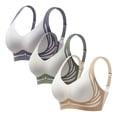 thumbnail image 1 of ManxiVoo 3 Piece Wireless Bras Set No Underwire Full Coverage Comfortable Support Smoothing Back Bralette for Daily Wear XL Size Dark Blue, 1 of 7