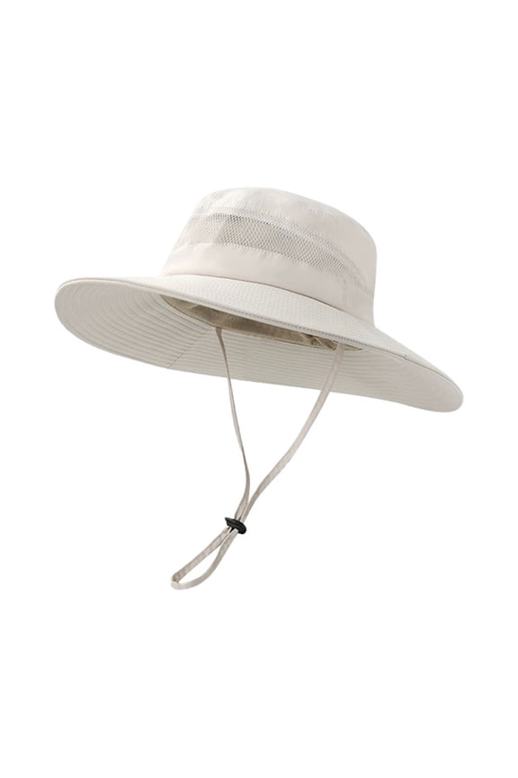 Adjustable Wide Brim Sun Hat with Ponytail Opening Summer Outdoor Protection for Walking Travel Beach Activities Beige