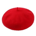 thumbnail image 1 of ManxiVoo Adjustable Wool Blend Beret Hat for Women Classic Solid Winter Beanie Slouchy Dressy Headwear Red, 1 of 3