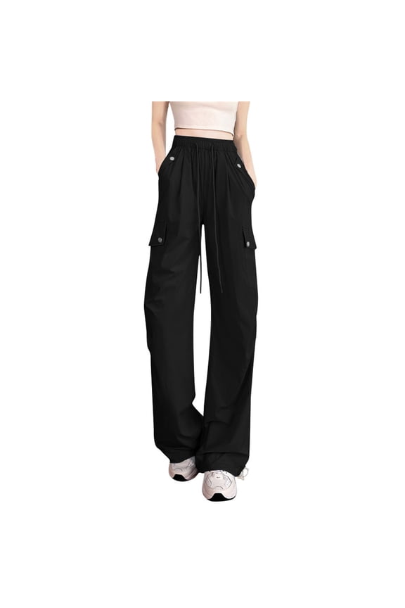 American Style Quick Dry Work Pants for Women Cooling Wide Leg Athletic Walking Trousers Lightweight Outdoor Exercise M Size Black