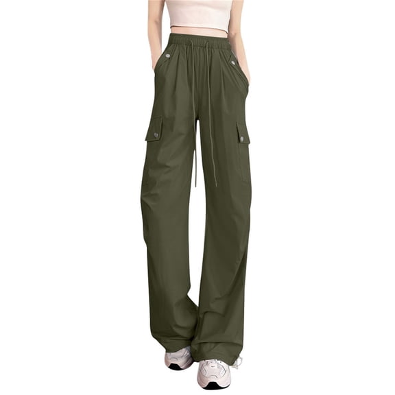 ManxiVoo American Style Quick Dry Work Pants for Women Cooling Wide Leg Athletic Walking Trousers Lightweight Outdoor Exercise S Size Green