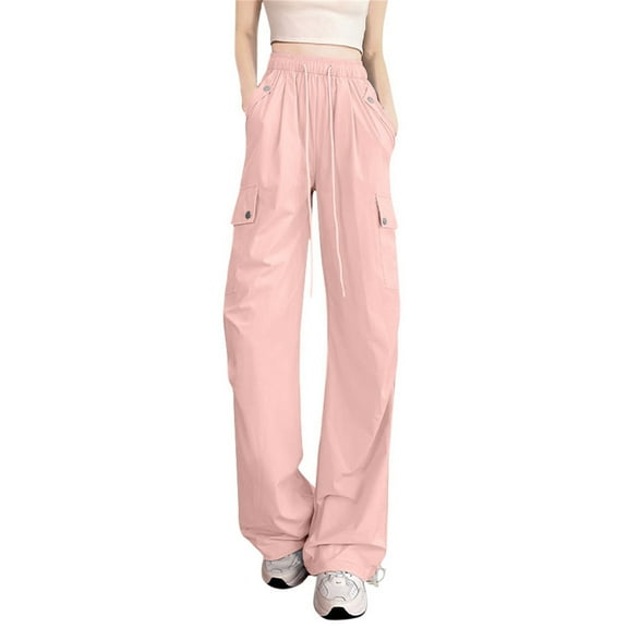 ManxiVoo American Style Quick Dry Work Pants for Women Cooling Wide Leg Athletic Walking Trousers Lightweight Outdoor Exercise S Size Pink