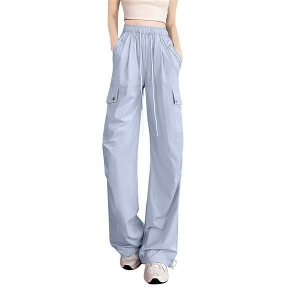 ManxiVoo American Style Quick Dry Work Pants for Women Cooling Wide Leg Athletic Walking Trousers Lightweight Outdoor Exercise S Size Sky Blue