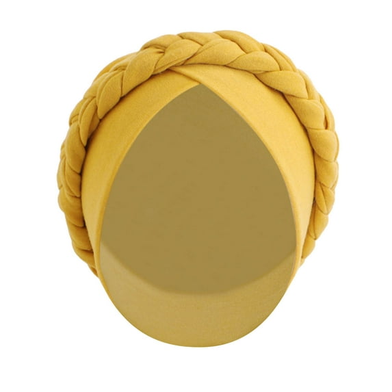 ManxiVoo Braided Cross Style Turban Headwrap Stretchy Hair Cover for Women Breathable Seamless Headscarf with Ethnic Print Yellow