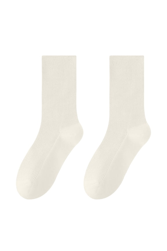 Breathable All Season Cotton Mid Calf Socks for Women Everyday Comfort Stays in Place Beige