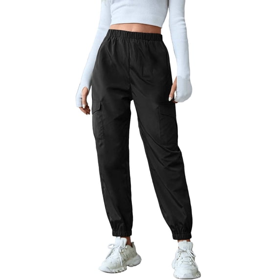 ManxiVoo Cargo Pants for Women, Women's Autumn and Winter New Casual Fashion Solid Color Workwear Pants Dickies Work Pants Black7 XXXL