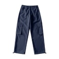 thumbnail image 1 of ManxiVoo Cargo Pants for Women, Women's Summer Thin High Waist Wide Leg Straight Tube Breathable Cargo Pants Dickies Work Pants Navy L, 1 of 3