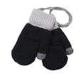 thumbnail image 1 of ManxiVoo Children Full Finger Winter Gloves with Double Layer Thick Warm Knitted Design and Furry Lining Includes Neck String for Cold Weather Protection Black, 1 of 3