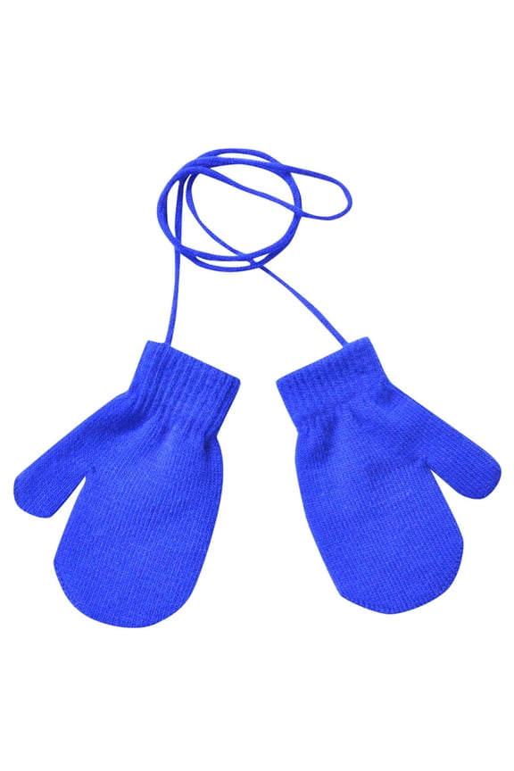 Children Winter Warm Knitted String Gloves for Ages 1-4 Years Cozy Comfort Outdoor Play and Cold Weather Protection Blue
