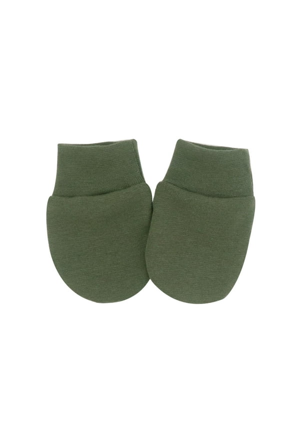 Cotton Mittens for Infants 0 to 6 Months Soft No Scratch Unisex Hand Covers for Newborn Toddler Sleep and Play Army Green