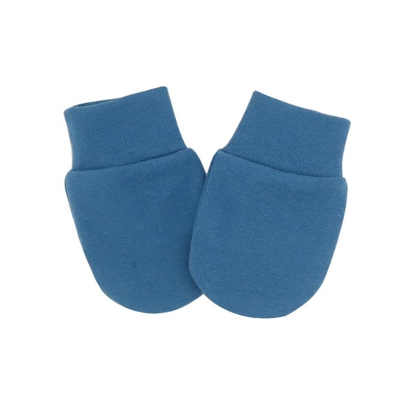ManxiVoo Cotton Mittens for Infants 0 to 6 Months Soft No Scratch Unisex Hand Covers for Newborn Toddler Sleep and Play Blue