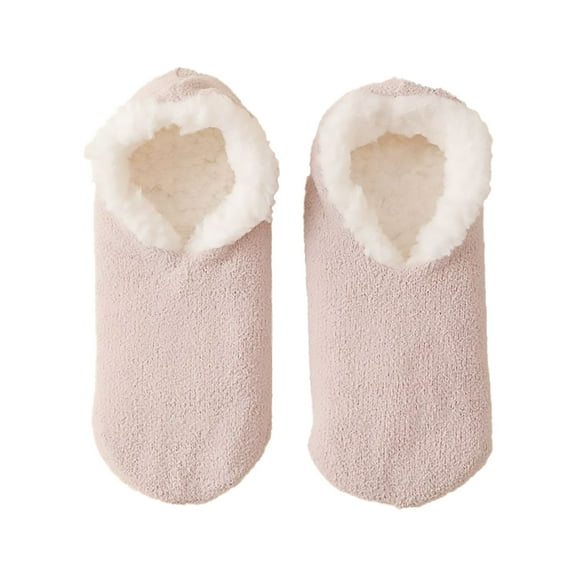 ManxiVoo Couple's Faux Fur Slipper Socks Winter Warm House Shoes Non Slip Sole Indoor Cozy Lounge Footwear Watermelon Red