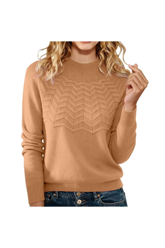 Cozy Half Turtleneck Sweater For Women Long Sleeve Warm Pullover Knit Top Everyday Versatile Fall Winter Style S Size Gold