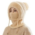 thumbnail image 1 of ManxiVoo Cozy Women's Winter Hat Scarf Combo with Thick Knit Pullover for Warmth and Cold Protection Integrated Design Soft Woolen Beige, 1 of 4