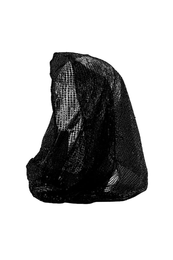 Crinkled Sequin Long Scarf Versatile Head Wrap And Shawl With Silver Threads For Ladies Daily Accessory Or Evening Wear Black