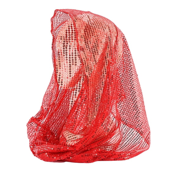 ManxiVoo Crinkled Sequin Long Scarf Versatile Head Wrap And Shawl With Silver Threads For Ladies Daily Accessory Or Evening Wear Red
