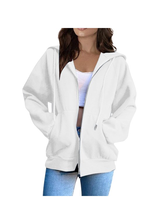 Custom Text Photo Hoodie For Women Zip Up Pullover With Sleeve Design Your Own Graphic M Size White