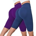 thumbnail image 1 of ManxiVoo Dual Pack Women High Waisted Textured Yoga Shorts Compression Fitness Pants for Booty Toning S Size Light Violet, 1 of 4
