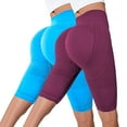 thumbnail image 1 of ManxiVoo Dual Pack Women High Waisted Textured Yoga Shorts Compression Fitness Pants for Booty Toning XXL Size Mint Green, 1 of 4