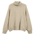 thumbnail image 1 of ManxiVoo Easygoing Round Neck Sweater For Women Long Sleeve Knit Pullover Relaxed Fit Warm Soft Winter Top L Size Beige, 1 of 2