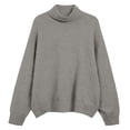 thumbnail image 1 of ManxiVoo Easygoing Round Neck Sweater For Women Long Sleeve Knit Pullover Relaxed Fit Warm Soft Winter Top L Size Grey, 1 of 2
