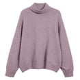 thumbnail image 1 of ManxiVoo Easygoing Round Neck Sweater For Women Long Sleeve Knit Pullover Relaxed Fit Warm Soft Winter Top XL Size Purple, 1 of 2
