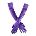thumbnail image 1 of ManxiVoo Elbow Length Satin Gloves for Women Long Opera Gloves Classic 1920s Style Gloves for Bridal Dance and Formal Events Purple, 1 of 3