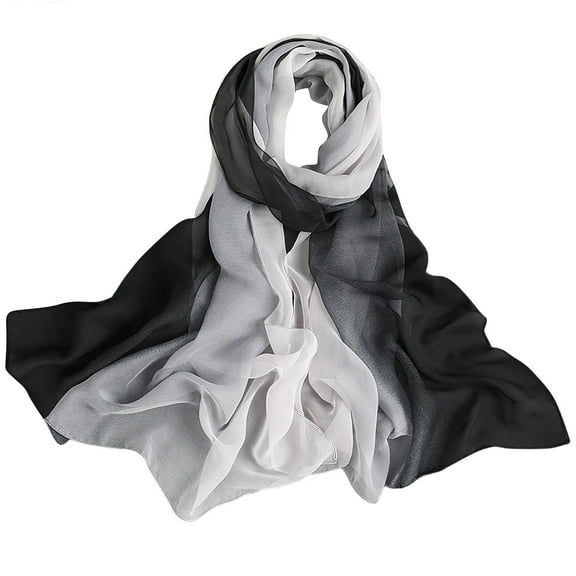 ManxiVoo Elegant Color Gradient Scarf Luxury Lightweight Versatile Wrap for Women Fashion Accessory Grey