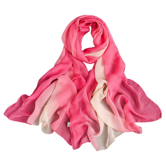 ManxiVoo Elegant Color Gradient Scarf Luxury Lightweight Versatile Wrap for Women Fashion Accessory Hot Pink