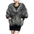 thumbnail image 1 of ManxiVoo Elegant Long Faux Fur Wrap Scarf and Shawl for Special Occasions and Wedding Attire Grey, 1 of 4