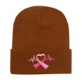 thumbnail image 1 of ManxiVoo Embroidered Awareness Ribbon Long Beanie Soft Knit Headwear for Women Stretch Fit Cold Weather Head Cover Coffee, 1 of 4