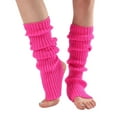 thumbnail image 1 of ManxiVoo Extra Long Ribbed Knit Leg Warmers for Dance Yoga Ballet Warm Stretchy Boot Socks Non Slip Fitness Crew Socks Hot Pink, 1 of 6
