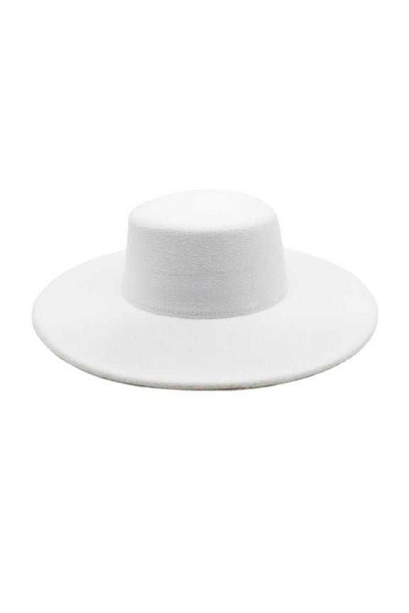 Fedora Hats For Women Men Elegant Winter Wool Like Bucket Hat Vintage Wide Brim Cloche White