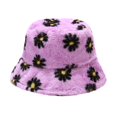 thumbnail image 1 of ManxiVoo Flannel Printed Bucket Hat for Fall and Winter Season Cozy Soft Leisure Travel Beanie Style Headwear Purple, 1 of 3