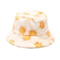 thumbnail image 1 of ManxiVoo Flannel Printed Bucket Hat for Fall and Winter Season Cozy Soft Leisure Travel Beanie Style Headwear Yellow, 1 of 3